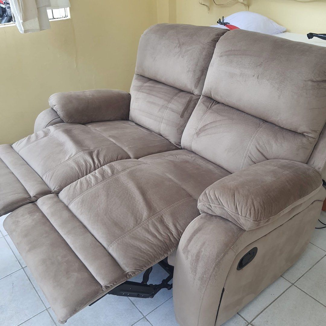 2-Seater Recliner Sofa (Category: Sofas) located in Cebu City. Submitted by artlubiano (Listing ID 1464350471, Image 2). Description: MOVING OUT SALE! Fremont 2 Seat Recliner Sofa (Mandaue Foam) Store Price: ₱46,250 Originally Bought for ₱39,312.50. Now Selling for ₱15,000. Please PM me if you have questions. Pwede ra tan-awon in person..