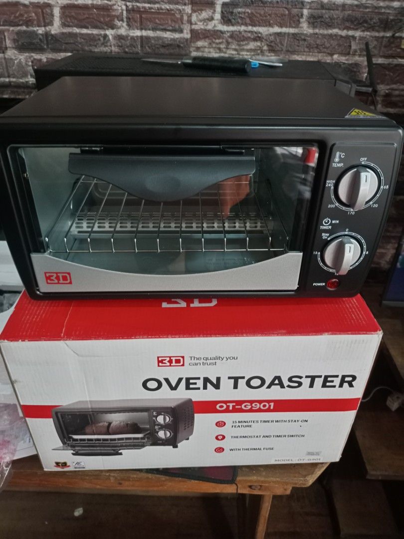 3D Oven Toaster OT-G901 (Category: Ovens & Toasters) located in Makati City. Submitted by selltugado (Listing ID 1464138277, Image 1). Description: Napanalunan sa raffle sa office di Po nagamit! P 1,899 orig price - 3D Oven Toaster OT-G901 - 15-minute timer with stay-on function - Built-in thermostat - Safety thermal fuse for peace of mind - Ideal for toasting and baking small items - Original box included.