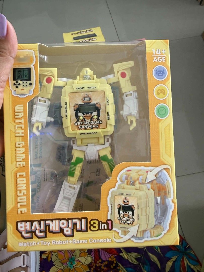 3-in-1 Watch Toy Robot Game Console (Multiple Colors) (Category: Interactive Toys) located in Candon. Submitted by bernabepradoiii (Listing ID 1464297218, Image 3). Description: - Fun 3-in-1 Toy: Watch, Robot, and Game Console! - Available Colors: Pink, Yellow, Mint Green, Light Blue - Recommended Age: 14 years and up - Brand New & Packaged - Perfect gift for kids! 750 each.