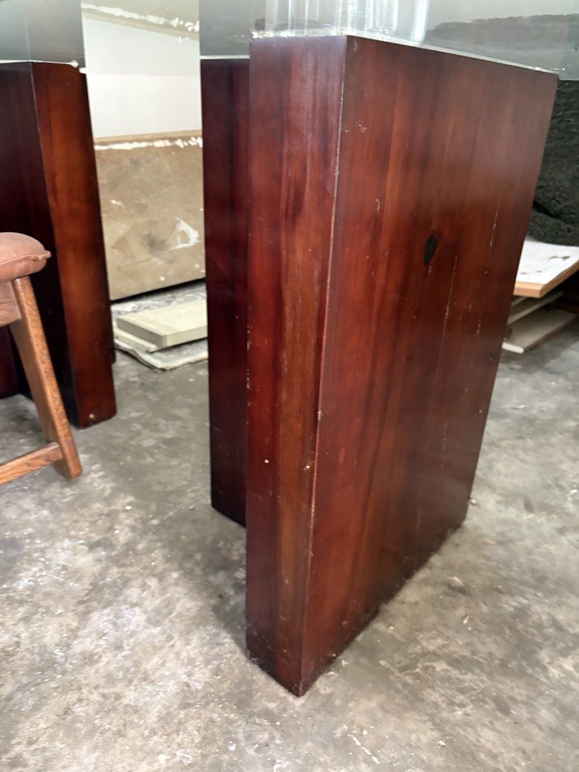 6-seater glass and wood table (Category: Tables & Sets) located in Manila. Submitted by vastfalcon.e9558f (Listing ID 1464184239, Image 3). Description: 6 seater glass top wooden base table, buyer to shoulder transport.