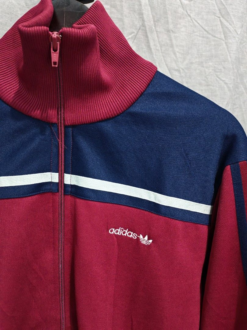 80s adidas track jacket (Category: Coats, Jackets and Outerwear) located in Baguio. Submitted by used_clothing2600 (Listing ID 1464163748, Image 3). Description: 80s adidas track jacket size large verygood condition width 23 length 27.5 shoulders 18.5 sleeve length 24.5 P 1,300 each.
