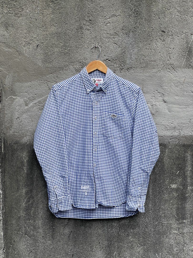 AAPE BY A BATHING APE Gingham Button Up Shirt (Category: Tshirts & Polo Shirts ) located in Makati City. Submitted by christian_g (Listing ID 1464248586, Image 1). Description: Aape Polo Longsleeves •Size: Medium (28L 21W) •Excellent condition •No issue .