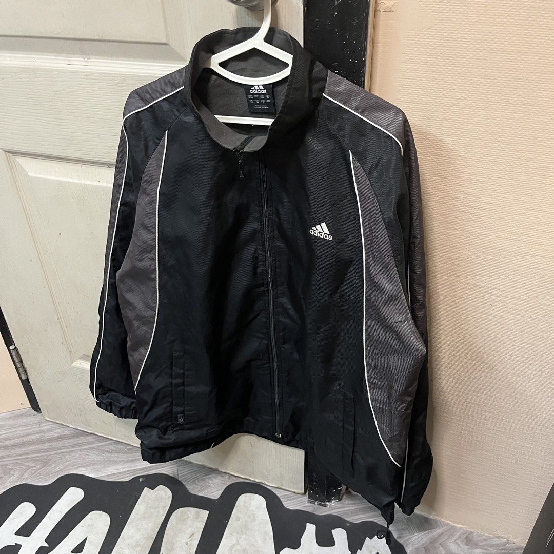 Adidas | Tritone Windbreaker (Category: Coats, Jackets and Outerwear) located in Quezon City. Submitted by giometryyy (Listing ID 1464226749, Image 2). Description: 28 x 24 Large - XL excellent condition ampogi pamorma embroidered logo 📍East Fairview, QC 🛵 Lalam0ve / JnT 💰Payment first.