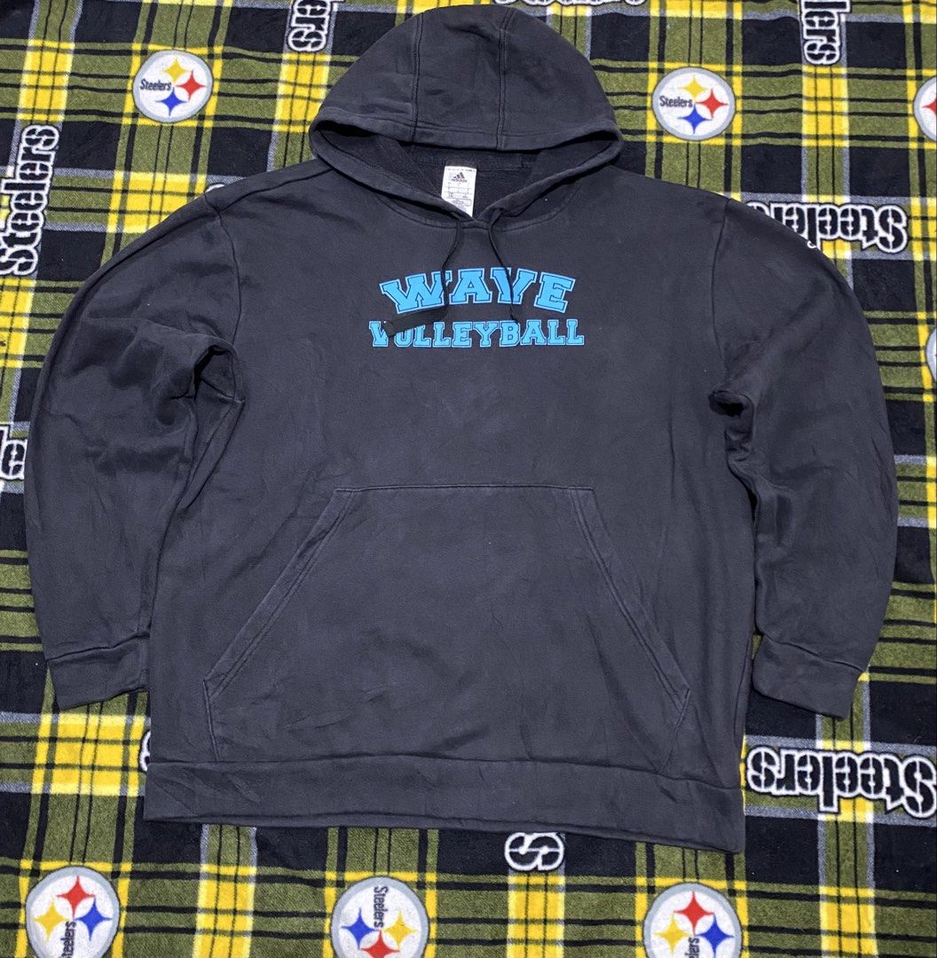 ADIDAS, jacket (Category: Coats, Jackets and Outerwear) located in Cavite. Submitted by jc_thrift95 (Listing ID 1464141048, Image 1). Description: - This black Adidas pullover hoodie features the bold “WAVE VOLLEYBALL” graphic printed in bright blue across the chest. - Made in Cambodia - Color rate 8/10 - See pictures details for dimes .