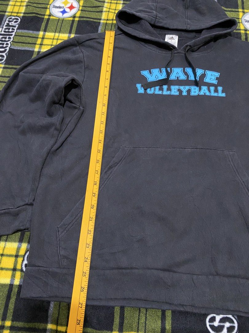 ADIDAS, jacket (Category: Coats, Jackets and Outerwear) located in Cavite. Submitted by jc_thrift95 (Listing ID 1464141048, Image 2). Description: - This black Adidas pullover hoodie features the bold “WAVE VOLLEYBALL” graphic printed in bright blue across the chest. - Made in Cambodia - Color rate 8/10 - See pictures details for dimes .
