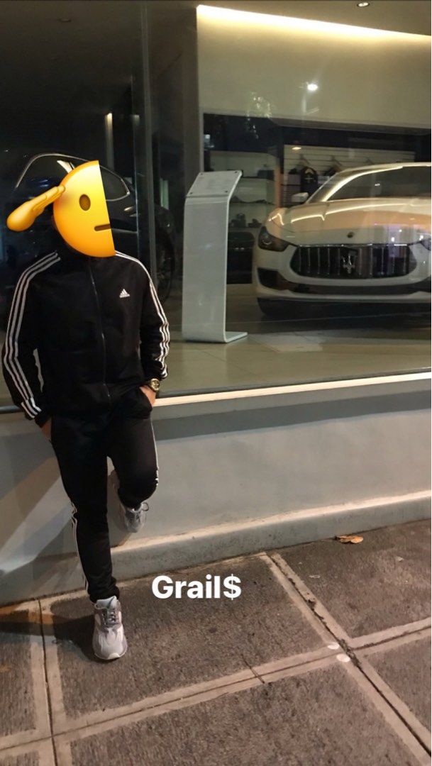 Adidas Tracksuit (black) (Category: Activewear) located in Pasay City. Submitted by xansells (Listing ID 1464311400, Image 1). Description: Authentic. Bought from san fran last 2018. Medium on tag Jacket: 24x28 Pants: 40 length, waist 32 (adjustable) .