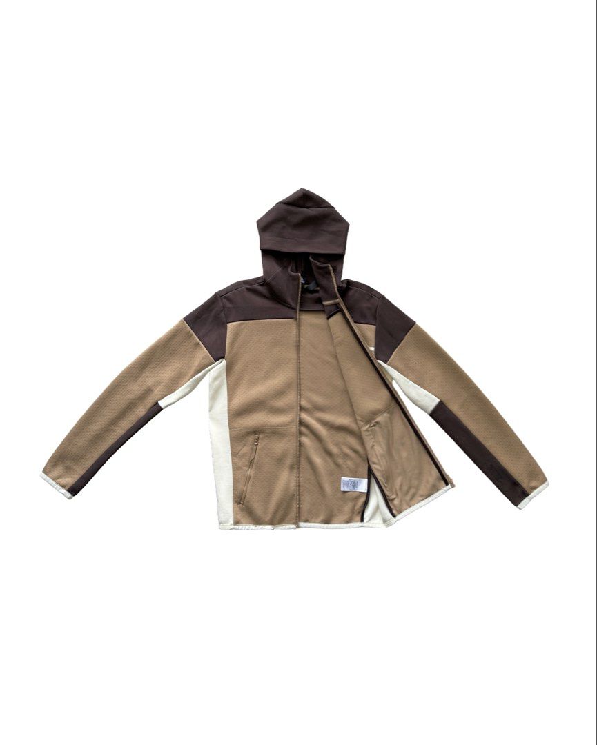 Adidas Tri-Color Hooded Track Jacket (Category: Coats, Jackets and Outerwear) located in Manila. Submitted by morf_sply (Listing ID 1464304570, Image 2). Description: Hooded jacket with long sleeves. Front zip fastening. Brand logo detail on the chest. S on tag. Best fit Medium. Shoulder Width 18 in Pit to Pit 21 in Length 27 in Sleeves 27 in.
