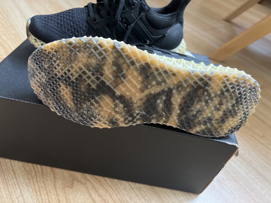 Adidas Ultraboost 4D Black Sneakers (Category: Sneakers) located in Paranaque City. Submitted by ktpurrr (Listing ID 1464206797, Image 3). Description: Used 2x only due to fit - Brand: Adidas - Model: Ultraboost 4D - Color: Black - Size: UK 5.5 - Origin: Made in Vietnam - Features: 4D midsole for excellent cushioning and support - Ideal for: Running and everyday wear - Includes: replacement adidas box Bought in US RFS: too small Best fit 5 1/2 - 
