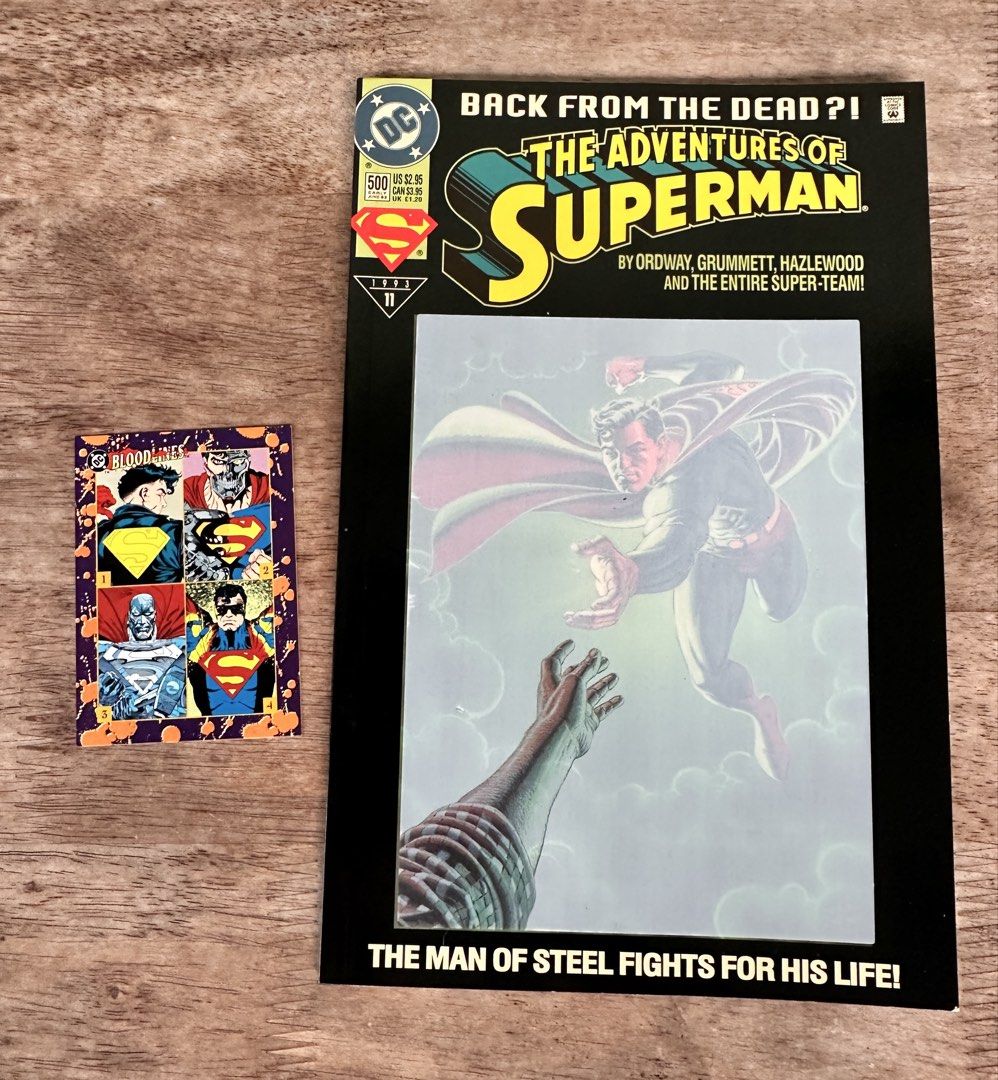 Adventures of Superman #500 - DC Comics (Category: Comics & Manga) located in Mandaluyong City. Submitted by collectorsobsessions (Listing ID 1464139832, Image 1). Description: - Comic in Very Fine condition. - Comes with card (not Mint) and opened polybag. - PRICE: P600.