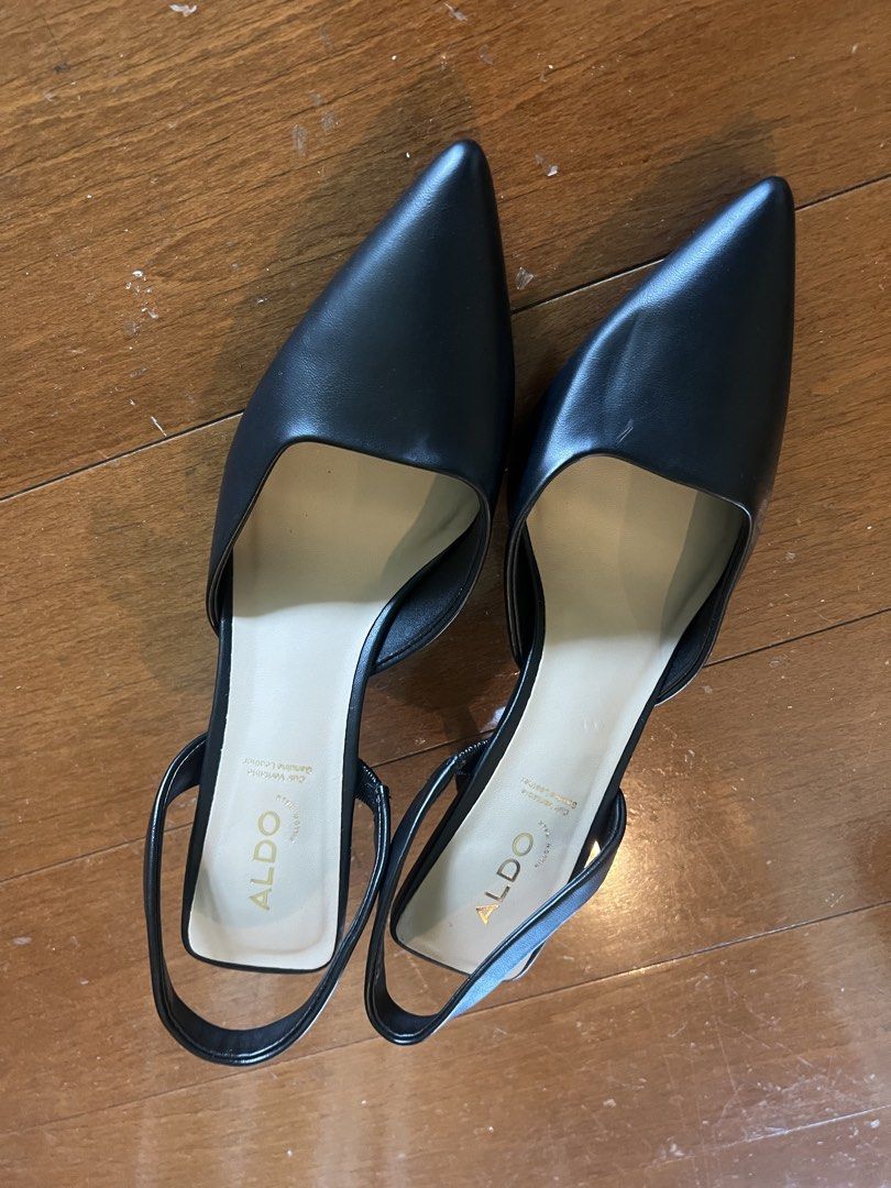 ALDO Black Slingback Pointed Toe Heels (Category: Heels) located in Taguig. Submitted by bb188 (Listing ID 1464163960, Image 2). Description: Aldo bought for 5k. Only used once, as you can see the heel is in tact no signs of usage. - Brand: ALDO - Style: Black slingback heels - Design: Pointed toe - Features: Elasticated slingback strap for secure fit - Versatility: Great for dressing up or down.