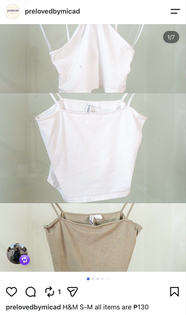 All items are ₱130 S-M (Category: Sleeveless) located in Lipa City. Submitted by prelovedbymicad (Listing ID 1464310852, Image 1). Description: .