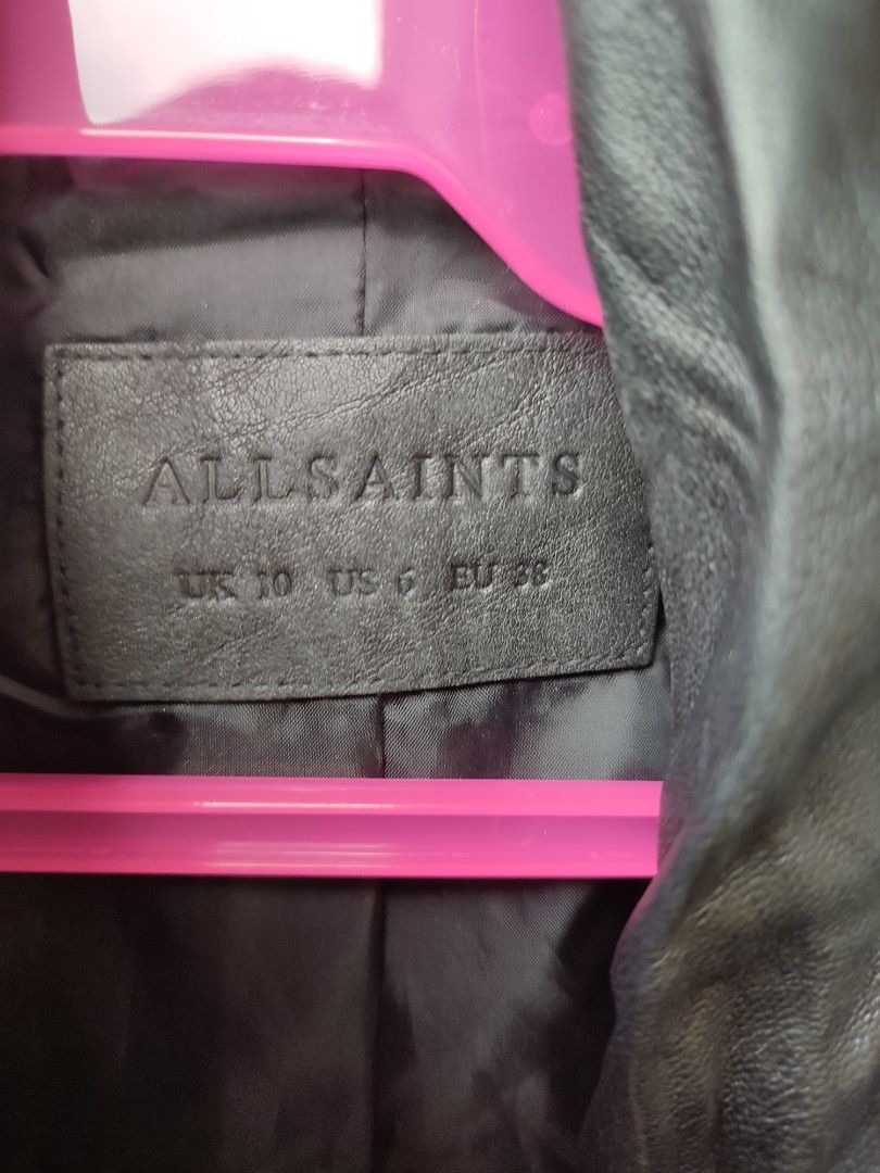 AllSaints Black Leather Biker Jacket Catch Biker WL047N (Category: Coats, Jackets and Outerwear) located in Puerto Princesa. Submitted by thriftedsoulsy2k (Listing ID 1464212900, Image 3). Description: - Classic black leather biker jacket from AllSaints - Model: Catch Biker WL047N - Material: 100% Sheep Leather (Shell), Polyester (Lining) - Features: Quilted detailing on shoulders, zip closures - Style: Timeless, versatile, perfect for layering.