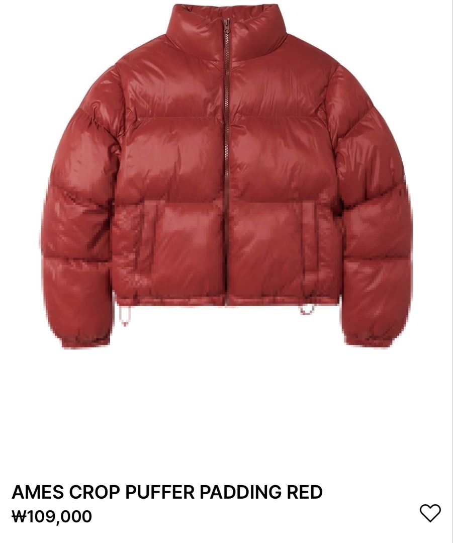 AMES CROP PUFFER PADDING Korean style Small Red Puffer Winter Jacket (Category: Coats, Jackets and Outerwear) located in Pasig City. Submitted by jennieshoppe (Listing ID 1464292985, Image 2). Description: AMES CROP PUFFER PADDING_Korean style Small Red (cm) S : Length 52 / Shoulder 47 / Chest 60 / Sleeve 60 / Hem 56.