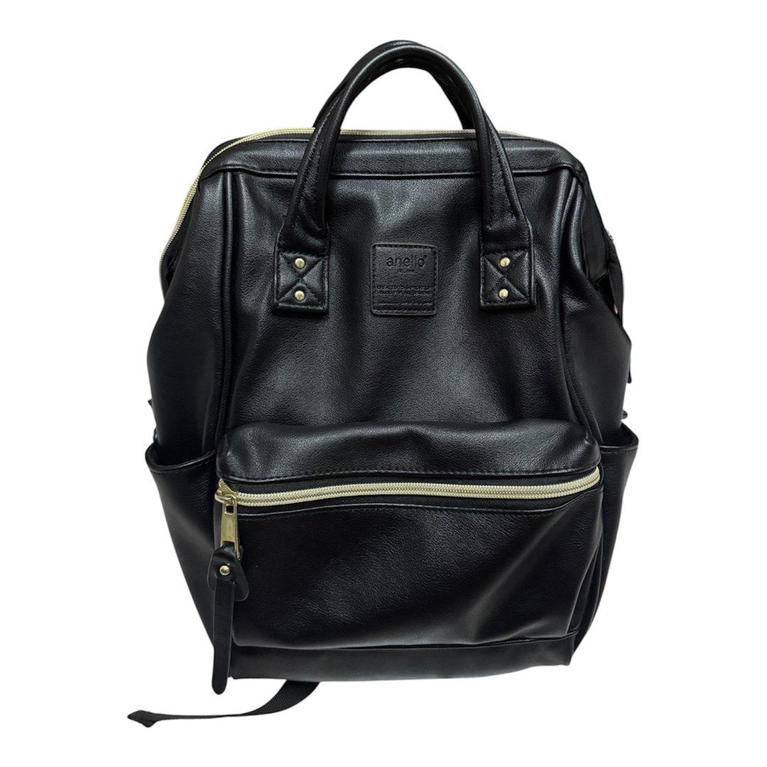 Anello Black Leather Backpack (Category: Backpacks) located in Malabon City. Submitted by liyann07 (Listing ID 1464177400, Image 1). Description: Authentic mini Can fit iPad.