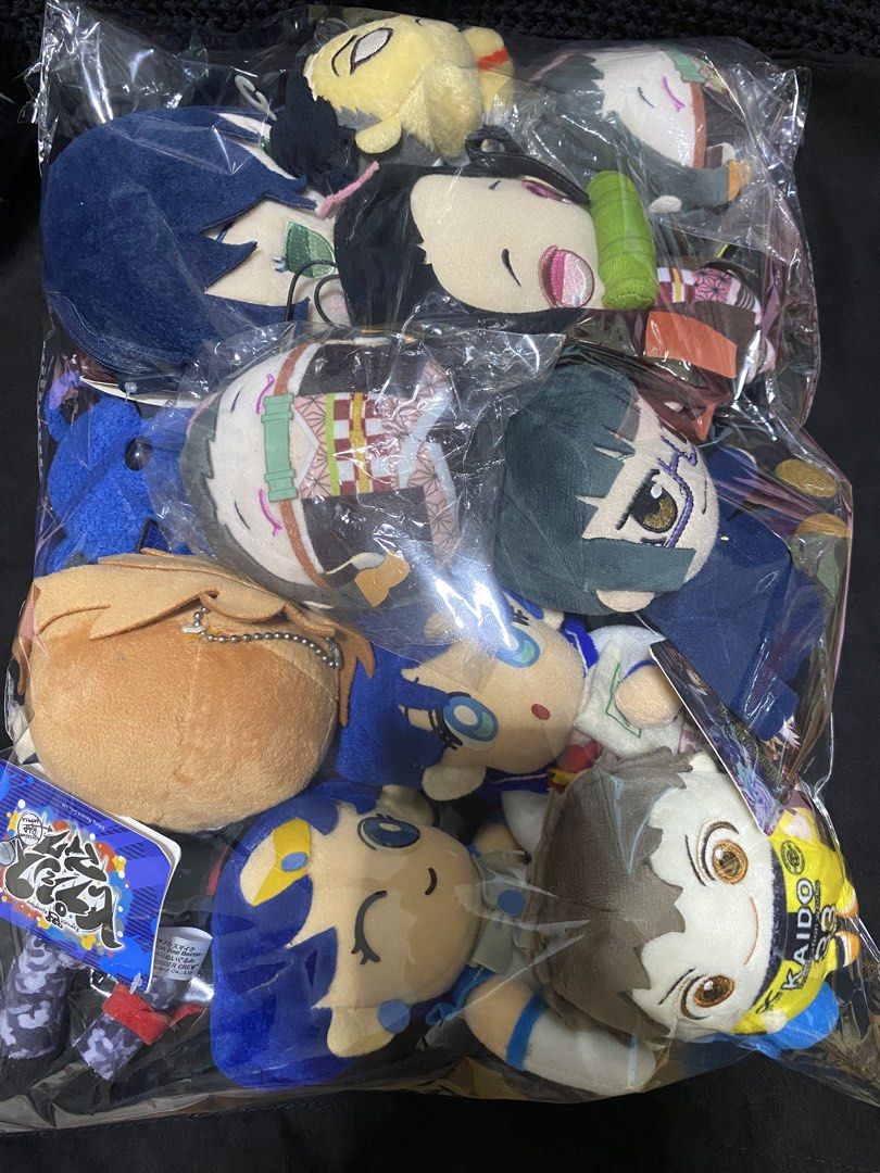 11pcs Anime Bundle Plush Bag Charm / Mascot Size (Category: Plushies & Soft Toys) located in Los Banos. Submitted by chus.things (Listing ID 1464183845, Image 1). Description: Welcome to Chus Things! Selling Anime Bundle Set (11 pcs) - ₱1200.00 Mostly with paper tags All with readable plush tag 1. 2pcs Nezuko Fuwakororin Plush Charm (w/ plush tag) no paper tags 2. 1pc Nezuko Mascot Plush Charm w/ plush tag 3. 1pc Gyomei Mini Nesoberi Bag Charm 4.
