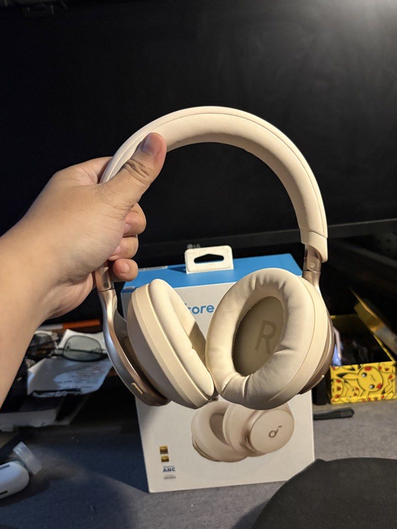 Anker Soundcore Space One Headphones (Category: Headphones & Headsets) located in Bacolod City. Submitted by endoz (Listing ID 1464225135, Image 2). Description: - Soundcore Space One Headphones - Color: Cream/Beige - Active Noise Cancellation (ANC) - Includes Original Box and Case - Ideal for Travel and Daily Use.