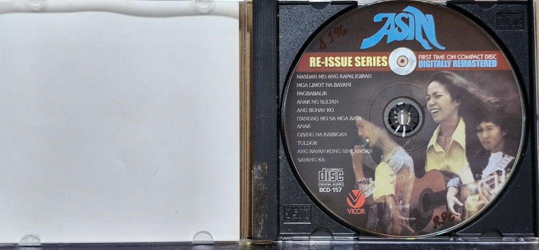 ASIN Re-Issue Series Digitally Remastered CD (Category: CDs & DVDs) located in Manila. Submitted by ruelcabrer77078 (Listing ID 1464330001, Image 2). Description: - ASIN Re-Issue Series CD - First time available on compact disc - Digitally remastered for superior sound quality - Includes iconic OPM tracks: Masdan Mo Ang Kapaligiran, Ang Anak Ng Sultan, and Gising Na Kaibigan - Manufactured and distributed by Vicor Music Corporation - A must-have 