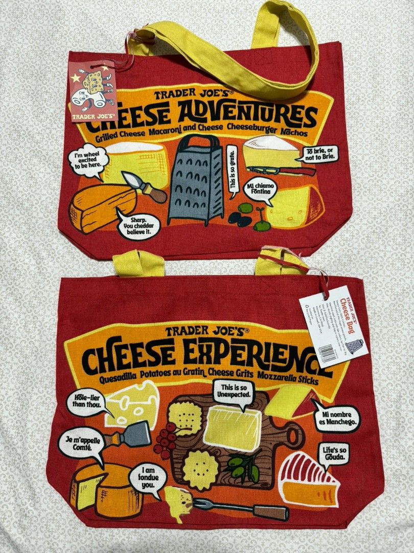 assorted Trader Joe's Toes bags (Category: Tote Bags) located in Las Pinas. Submitted by specteretceps (Listing ID 1464264590, Image 3). Description: All Brand New Cheese: 500 Collapsible Standup: 500 Coffee: 650 Delivery JT or Lalamove Payment: GCASH Loc: Las pinas, BGC.
