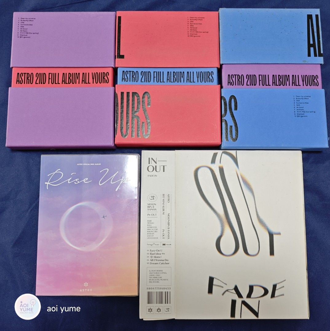 ASTRO Unsealed Albums (Category: CDs & DVDs) located in Dasmarinas. Submitted by aoiyume29 (Listing ID 1464299262, Image 1). Description: - ASTRO Albums Available! - Includes 2nd Full Album 'All Yours' (Red, Purple, Blue versions). - Also available: Special Mini Album 'Rise Up'. - Must-have collectibles for Aroha fans! -Negotiable- -shapi c/o- -gcash payment- -PM me to know the available stock- -price depends on the version- -X Sensi- 🙅‍♀️NO UNB