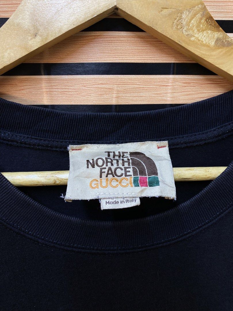 AUTHENTIC GUCCI X THE NORTH FACE “Graphic Tee” (Category: Tshirts & Polo Shirts ) located in Makati City. Submitted by drip.poww (Listing ID 1464236901, Image 3). Description: - Authentic Gucci x The North Face - Color: Black - Size: Large - Dimes: 23x29 - Authentic - Excellent condition - Need wash, fresh from bale - Material: 100% Cotton Please don’t expect too much—these are thrifted (ukay) items. 😊 !!STILL NEGOTIABLE!!.
