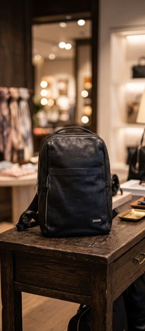 Authentic Luca Del Forte Leather Backpack (Category: Backpacks) located in Dimasalang. Submitted by tinzstory (Listing ID 1464215556, Image 1). Description: Condition: 9/10 used once or twice. Leather and interior are pristine. Please note there are minor, microscopic hairline storage scratches on the front metal logo plate from storage handling, which is completely normal for polished hardware. See photos for exact condition!.