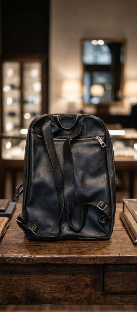 Authentic Luca Del Forte Leather Backpack (Category: Backpacks) located in Dimasalang. Submitted by tinzstory (Listing ID 1464215556, Image 2). Description: Condition: 9/10 used once or twice. Leather and interior are pristine. Please note there are minor, microscopic hairline storage scratches on the front metal logo plate from storage handling, which is completely normal for polished hardware. See photos for exact condition!.