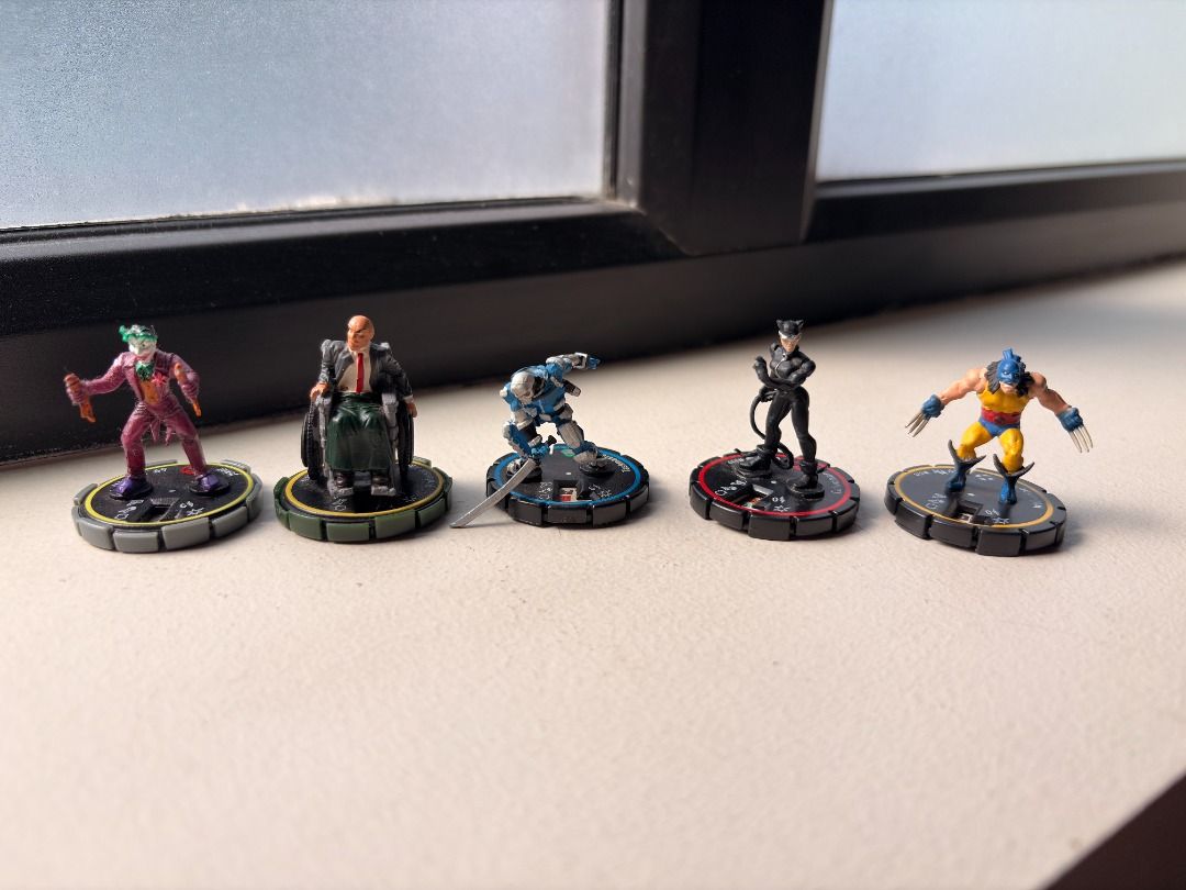 Authentic Vintage 2002 HeroClix Figures (Marvel & DC) figure only (Category: Figurines & Statues) located in Quezon City. Submitted by seanshobbycorner (Listing ID 1464209991, Image 3). Description: Marvel Figures: Venom (Unique / White Ring) – ₱220 Iron Man (Classic Flying / Smoke Base) – ₱175 Magneto (Flying / Flight Stand) – ₱175 Professor X (Wheelchair) – ₱155 Wolverine (Classic Blue & Yellow) – ₱155 Wolverine (Weapon X) – ₱130 The Incredible
