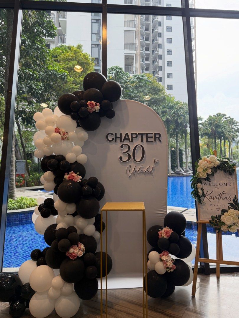 backdrop (Category: Occasions & Party Supplies) located in Singapore. Submitted by cocomarjor33910 (Listing ID 1464301912, Image 4). Description: Today’s event is a wonderful birthday celebration, unlocking 30 beautiful years of life! 🎉 #backdrop #balloons #eventsSg #setUp #decoration 🎈.