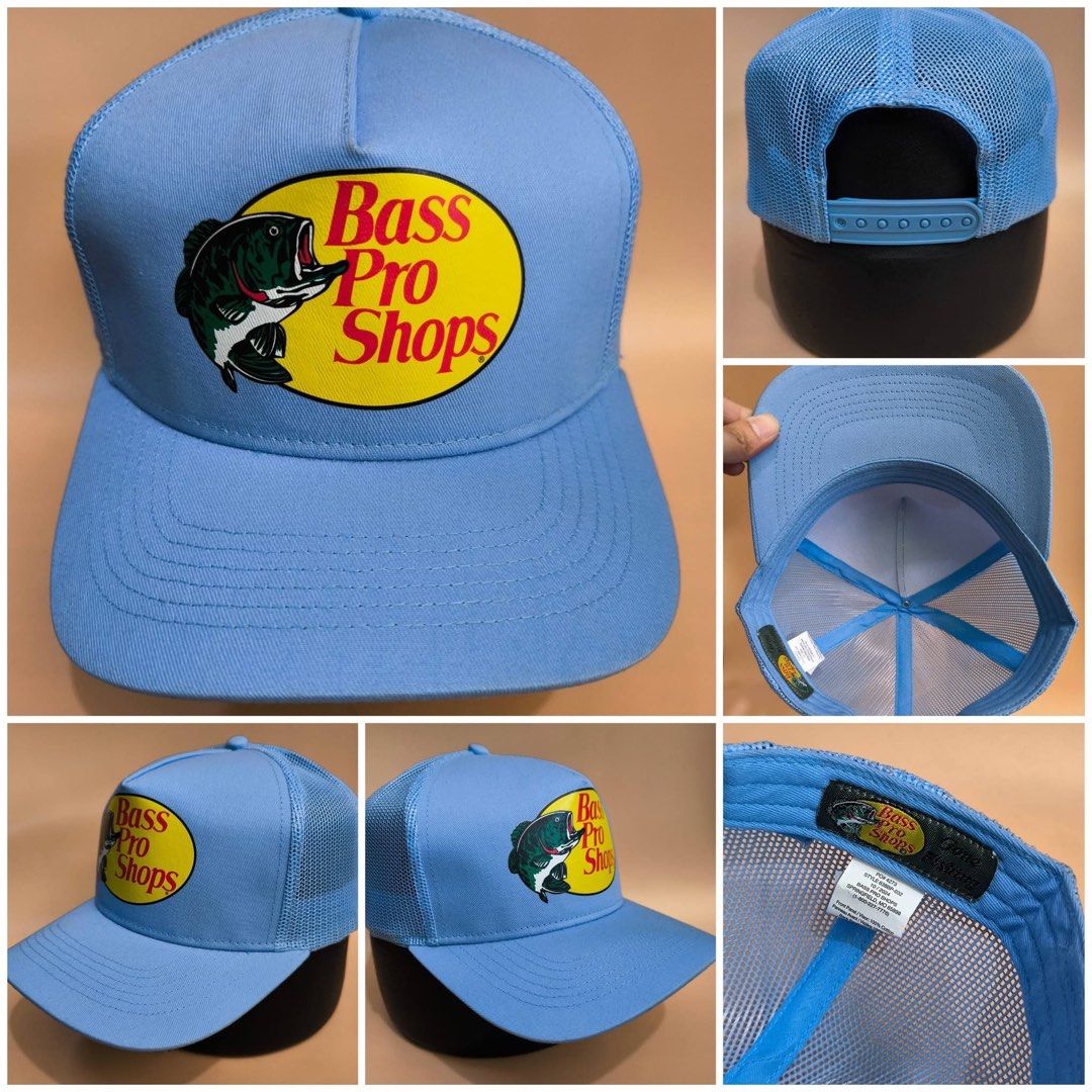 Bass Pro Shops Trucker Hat - Multiple Colors Available (Category: Caps & Hats) located in Lucena. Submitted by mbraga09 (Listing ID 1464153652, Image 1). Description: - Classic Bass Pro Shops trucker hats - Mesh back for breathability - Adjustable snapback closure for a custom fit - Ideal for fishing, outdoor adventures, or everyday casual wear - Available colors: light blue, green, grey, orange, and royal blue.