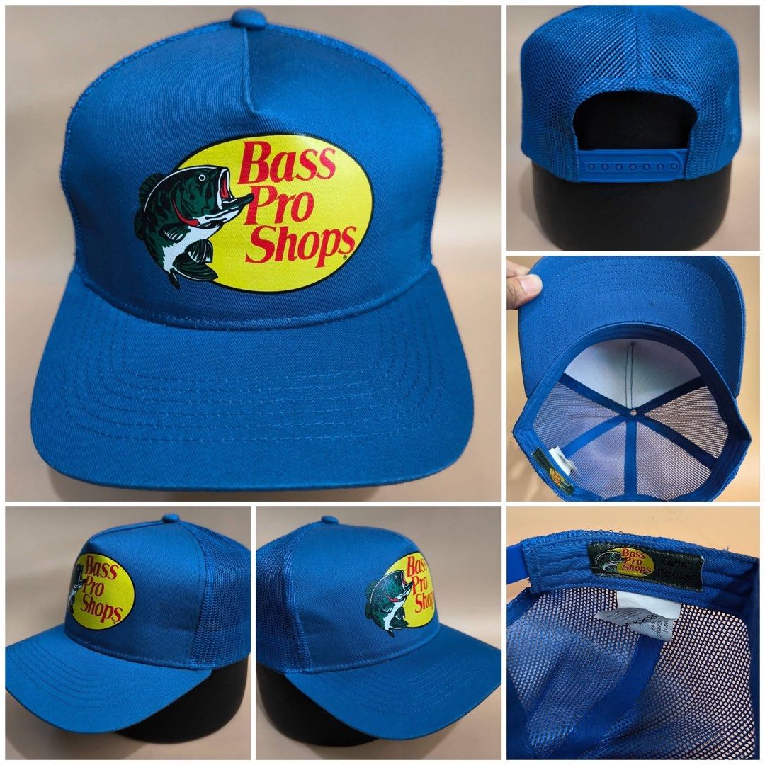 Bass Pro Shops Trucker Hat - Multiple Colors Available (Category: Caps & Hats) located in Lucena. Submitted by mbraga09 (Listing ID 1464155844, Image 1). Description: - Classic Bass Pro Shops trucker hats - Mesh back for breathability - Adjustable snapback closure for a perfect fit - Ideal for fishing trips or everyday casual wear - Available colors: blue, light blue, green, grey, and orange.