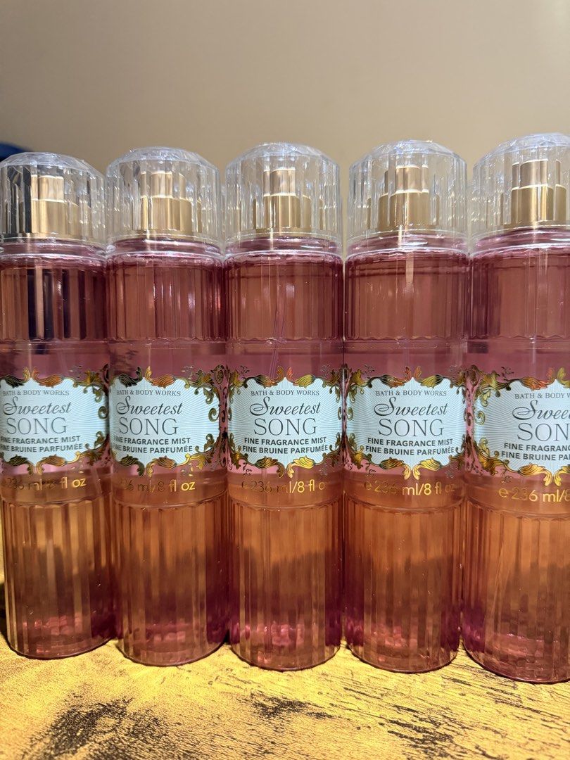 Bath & Body Works - Sweetest Song (Category: Fragrance & Deodorants) located in Muntinlupa City. Submitted by loise04 (Listing ID 1464166022, Image 1). Description: - Brand: Bath & Body Works - Fragrance: Sweetest Song - Type: Fine Fragrance Mist - Size: 8 fl oz (236 ml) - Ideal for: Everyday wear.