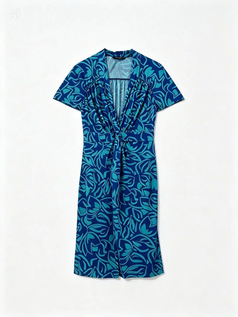 BCBG MAX AZRIA (Category: Dresses) located in Davao. Submitted by sart0ria85 (Listing ID 1464227294, Image 1). Description: A spandex plunge neck dress in blue and tourquoise blue graphics. Label is removed. MADE IN CHINA 🇨🇳 MEDIUM. Size 6 EXCELLENT CONDITION (96/100).
