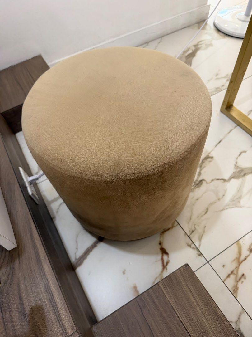 Beige Round Fabric Ottomans (Category: Chairs) located in Caloocan City. Submitted by sharlgo (Listing ID 1464195827, Image 2). Description: 8pcs available - Soft, comfortable fabric texture - Cylindrical shape with a flat top - Versatile use: extra seating or footrest - Perfect for living room or bedroom decor.