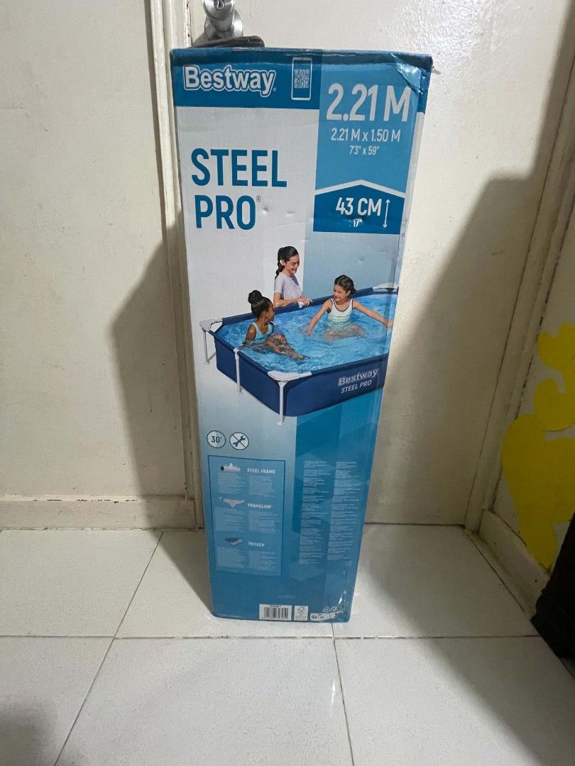 Bestway Steel Pro 2.21M Rectangular Frame Pool (Category: Water Sports) located in Bulacan. Submitted by samaelgoody (Listing ID 1464319580, Image 2). Description: - Brand new Bestway Steel Pro frame pool - Dimensions: 2.21m (length) x 1.50m (width) x 43cm (depth) - Easy to set up for quick summer enjoyment - Ideal for both kids and adults to beat the heat - Get ready for summer fun before the hot weather arrives!.