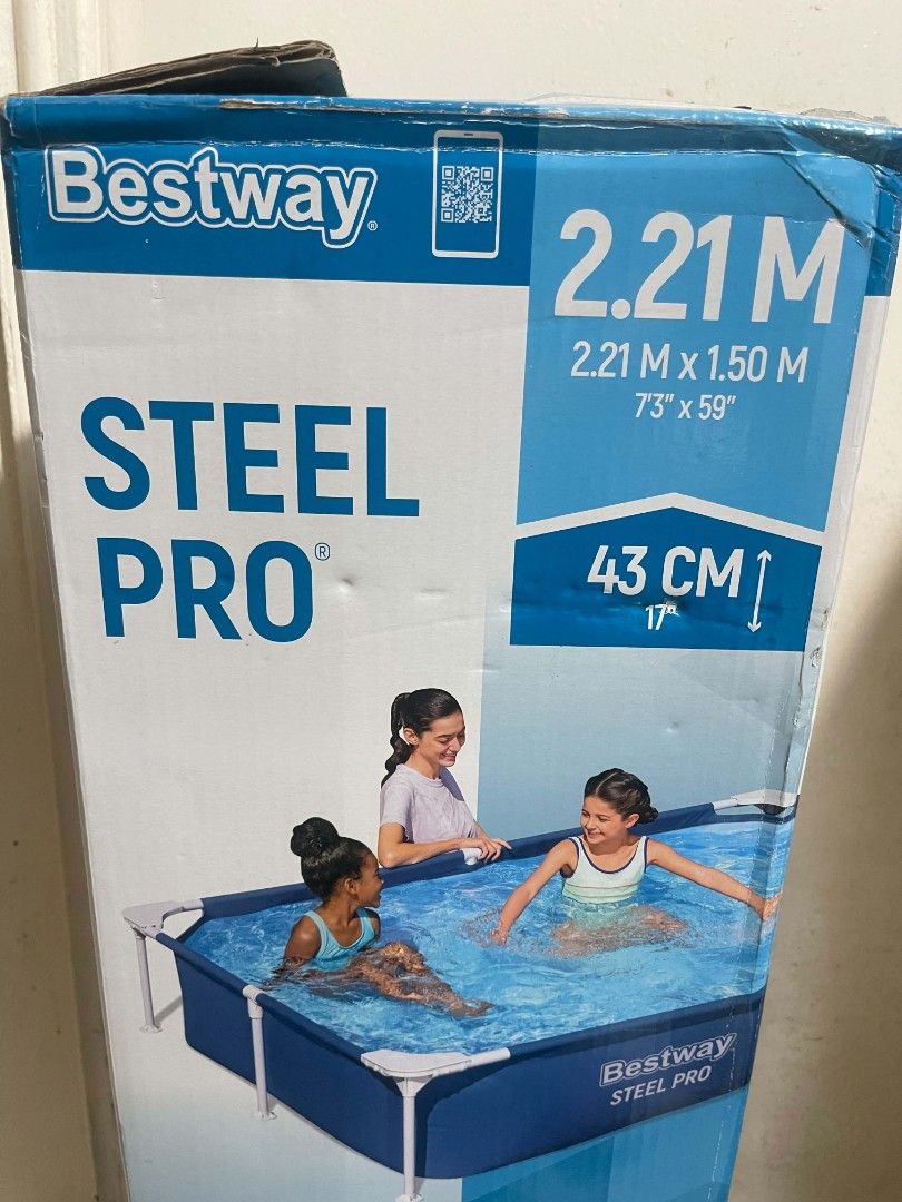 Bestway Steel Pro 2.21M Rectangular Frame Pool (Category: Water Sports) located in Bulacan. Submitted by samaelgoody (Listing ID 1464319580, Image 3). Description: - Brand new Bestway Steel Pro frame pool - Dimensions: 2.21m (length) x 1.50m (width) x 43cm (depth) - Easy to set up for quick summer enjoyment - Ideal for both kids and adults to beat the heat - Get ready for summer fun before the hot weather arrives!.