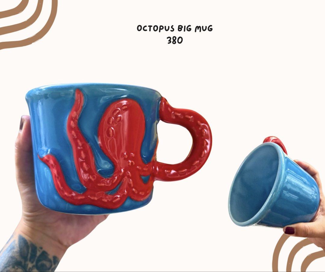Big Octopus Red and Blue Mug (Category: Coffee & Tea Tableware) located in Pasig City. Submitted by homeyvibesph (Listing ID 1464173530, Image 1). Description: .