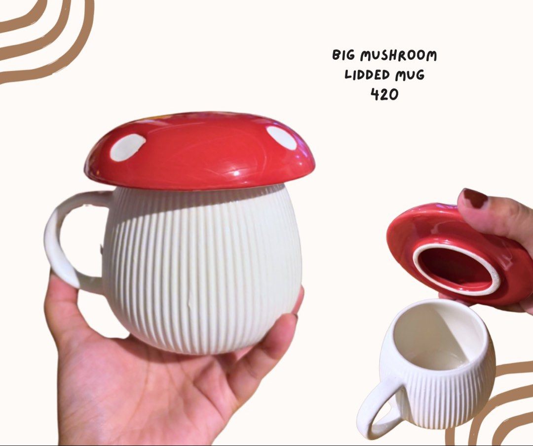 Big Red and White Mushroom Lidded Mug (Category: Coffee & Tea Tableware) located in Pasig City. Submitted by homeyvibesph (Listing ID 1464170665, Image 1). Description: .