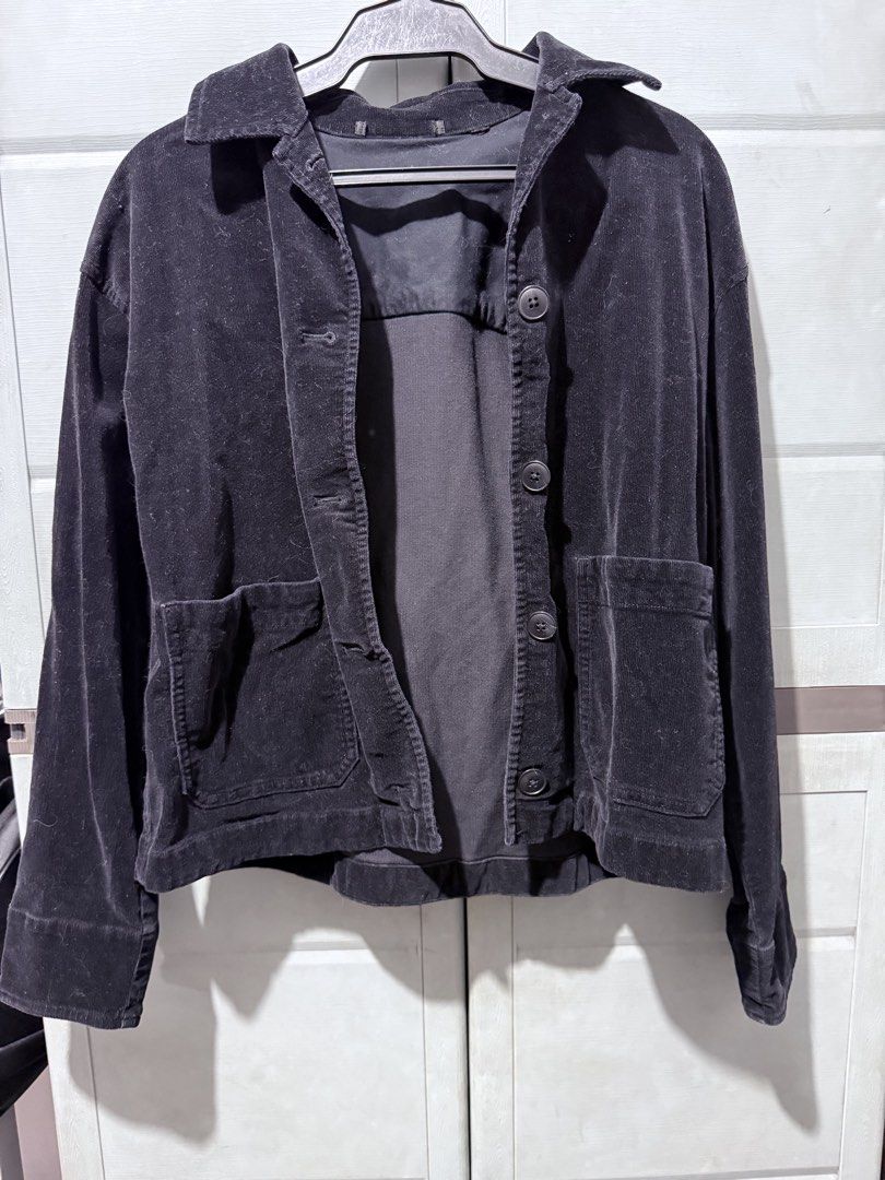 Black Corduroy Button-Up Jacket (Category: Coats, Jackets and Outerwear) located in Manila. Submitted by aprilled (Listing ID 1464256649, Image 1). Description: - Classic black corduroy jacket - Button-up front - Two chest pockets - Collared neckline - Ideal for layering.
