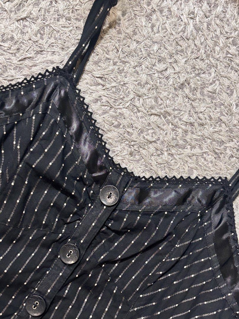 Black striped button-front cami/corset t (Category: Sleeveless) located in Manila. Submitted by kattlacsamana (Listing ID 1464252305, Image 2). Description: .