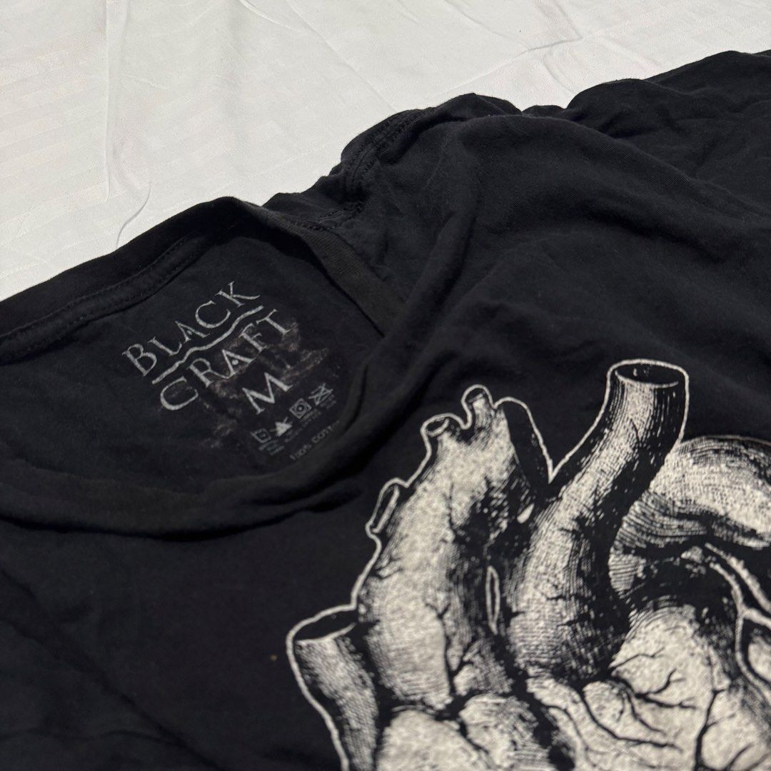 BLACKCRAFT (Category: Tshirts & Polo Shirts ) located in Pasig City. Submitted by jaaard (Listing ID 1464246913, Image 3). Description: Blackcraft cult Size M 21x27.5 Good condition slight fade roundneck and 2 repaired pinhole front hem part Pm me for more details.