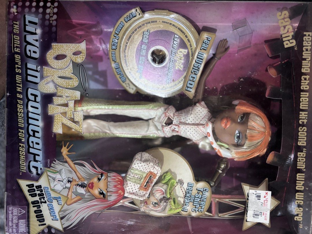 Bratz LIC Sasha Doll in Box (Category: Kids Toys) located in Manila. Submitted by sidneyyyy7 (Listing ID 1464251129, Image 3). Description: Complete in box ✨ only flaw is here box; scratches and faint discoloration due to the box’s age. RFS: No sparks.