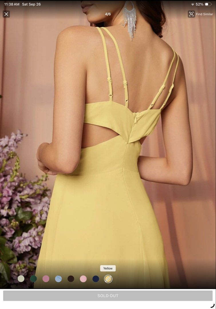 Bridesmaid Yellow Gown (Category: Dresses) located in Imus. Submitted by prelovedbyadaa (Listing ID 1464170875, Image 3). Description: Used once for a wedding Model height: 5 flat Waist: 24in .