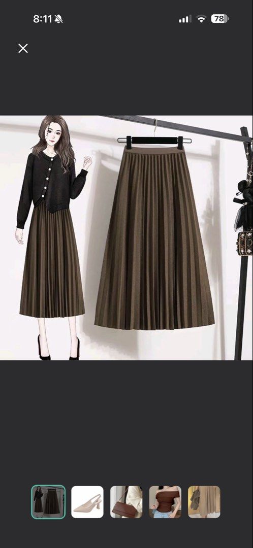 Brown Pleated Midi Skirt (Category: Skirts) located in Manila. Submitted by aprilled (Listing ID 1464256862, Image 1). Description: - Midi length pleated skirt - Nice brown color - Comfortable elastic waistband - Easy to style with cardigans or tops - Perfect for casual outings or dressing up.