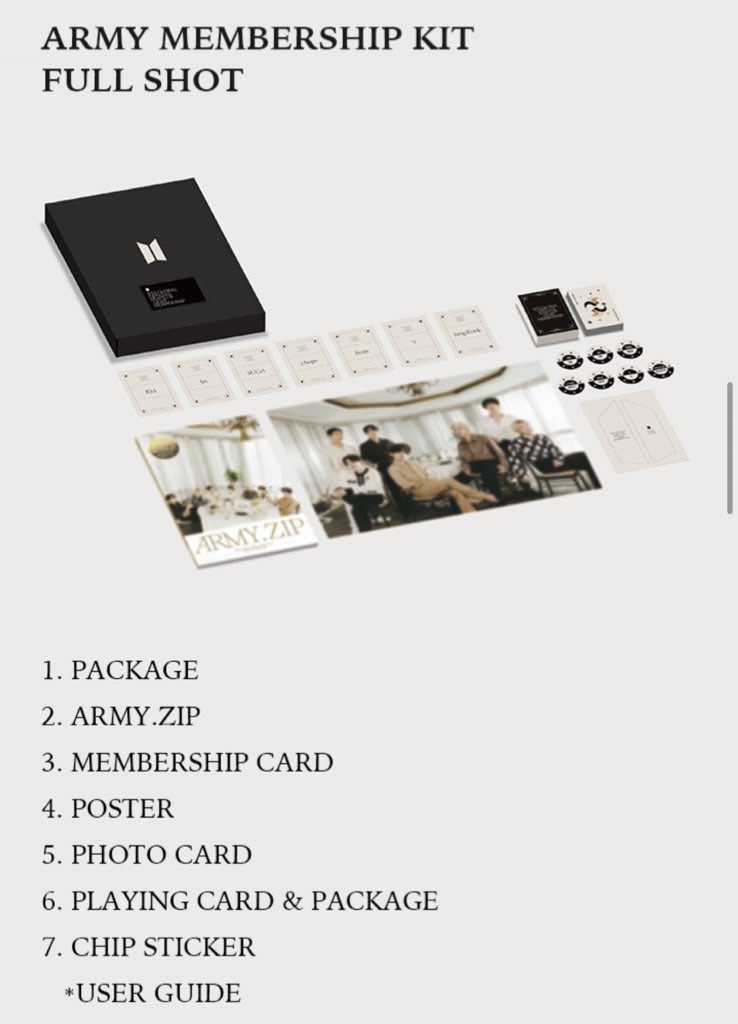BTS Global ARMY Membership Kit (Category: K-Wave Merchandise) located in Manila. Submitted by pattywps (Listing ID 1464263823, Image 2). Description: BTS Global Official Fanclub ARMY Membership Kit - All inclusions except membership card - Outbox is dented rfs: downsizing collection.