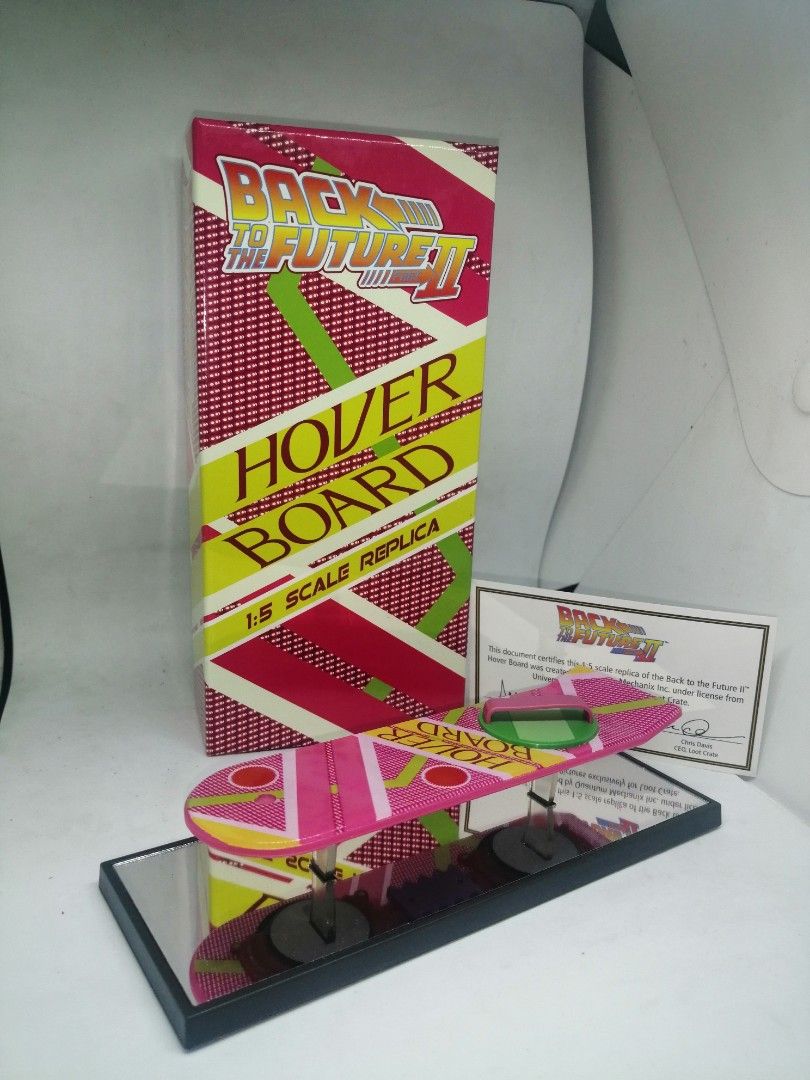 BTTF Hover board Desktop display 1:5 (Category: Vehicle & Diecast Models) located in Pateros City. Submitted by romferarc333 (Listing ID 1464352256, Image 2). Description: BTTF part 2 Hover Board desktop display Faithful mini replica of the iconic hoverboard in the movie! Replica is produced in 1/5 scale, measuring approximately 2-inches long. Sure to make a great gift to any Back to the Future fan!.