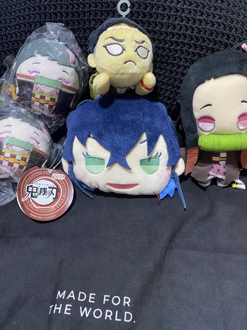 Bundle 6pcs Demon Slayer Plush Charm / Wallet (Category: Plushies & Soft Toys) located in Los Banos. Submitted by chus.things (Listing ID 1464176126, Image 1). Description: Welcome to Chus Things! Selling Demon Slayer Plush Charms and Coin Purse Bundle (5pcs) 1. 2pcs Nezuko Fuwakororin Plush Charm (w/ plush tag) no paper tags 2. 1pc Nezuko Mascot Plush Charm w/ plush tag 3. 1pc Gyomei Mini Nesoberi Bag Charm 4. 1pc Inosuke Coin pouch w/ paper tag