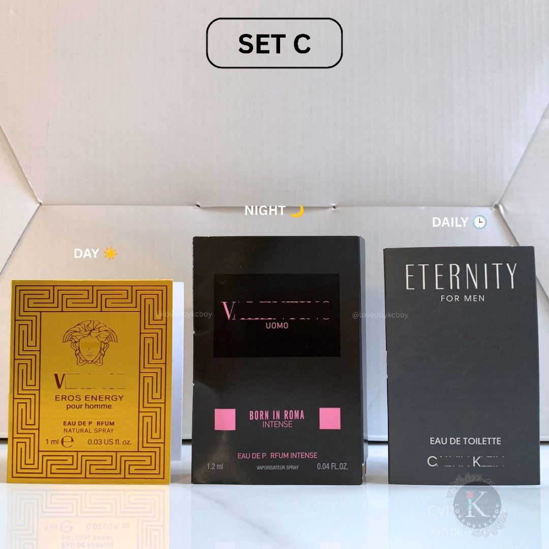 (BUNDLE) PERFUME VIALS FOR MEN (AUTHENTIC) - SOLD PER SET (Category: Fragrance & Deodorants) located in Calasiao. Submitted by lovedbykcboy (Listing ID 1464175471, Image 3). Description: Not sure what to wear? Let us pick the vibe with our DND Promo — Day, Night, Daily. 350/SET Bundles are fixed. No choosing Multiple slots available Until October 31, 2026 only! REMINDERS: Vials are not filled to the brim; they may have a 1–2 mm space to preserve 