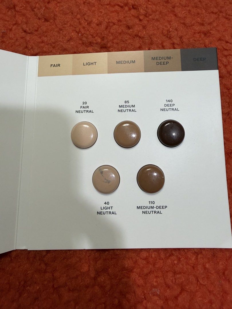Burberry Beyond Wear Perfecting Matte Foundation Sample Card (Category: Makeup) located in Pasig City. Submitted by closetcleanoutmnl (Listing ID 1464170274, Image 2). Description: - Sample card for Burberry Beyond Wear Perfecting Matte foundation. - Includes shades: 20, 40, 85, 110, 140. - Ideal for testing neutral tones. - Contains ingredients and product details. - Perfect for finding your shade match..