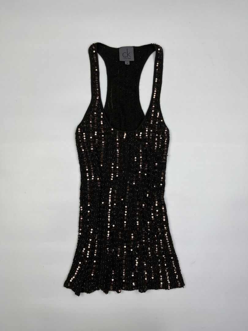 Calvin Klein Sequin Racerback Tank Top (Category: Others Tops) located in Polomolok. Submitted by allisthriftsph (Listing ID 1464325754, Image 1). Description: Small - Medu Length: 24.5 EOB: September 28,2026 12pm Mine 1k Grab 1.3k Steal 1.8k Lock 3k au.