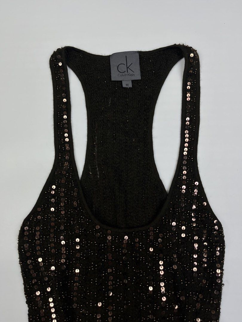 Calvin Klein Sequin Racerback Tank Top (Category: Others Tops) located in Polomolok. Submitted by allisthriftsph (Listing ID 1464325754, Image 2). Description: Small - Medu Length: 24.5 EOB: September 28,2026 12pm Mine 1k Grab 1.3k Steal 1.8k Lock 3k au.